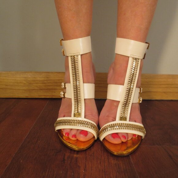 TOM FORD White Zipper Double Ankle Strap High Sandals - Picture 4 of 11